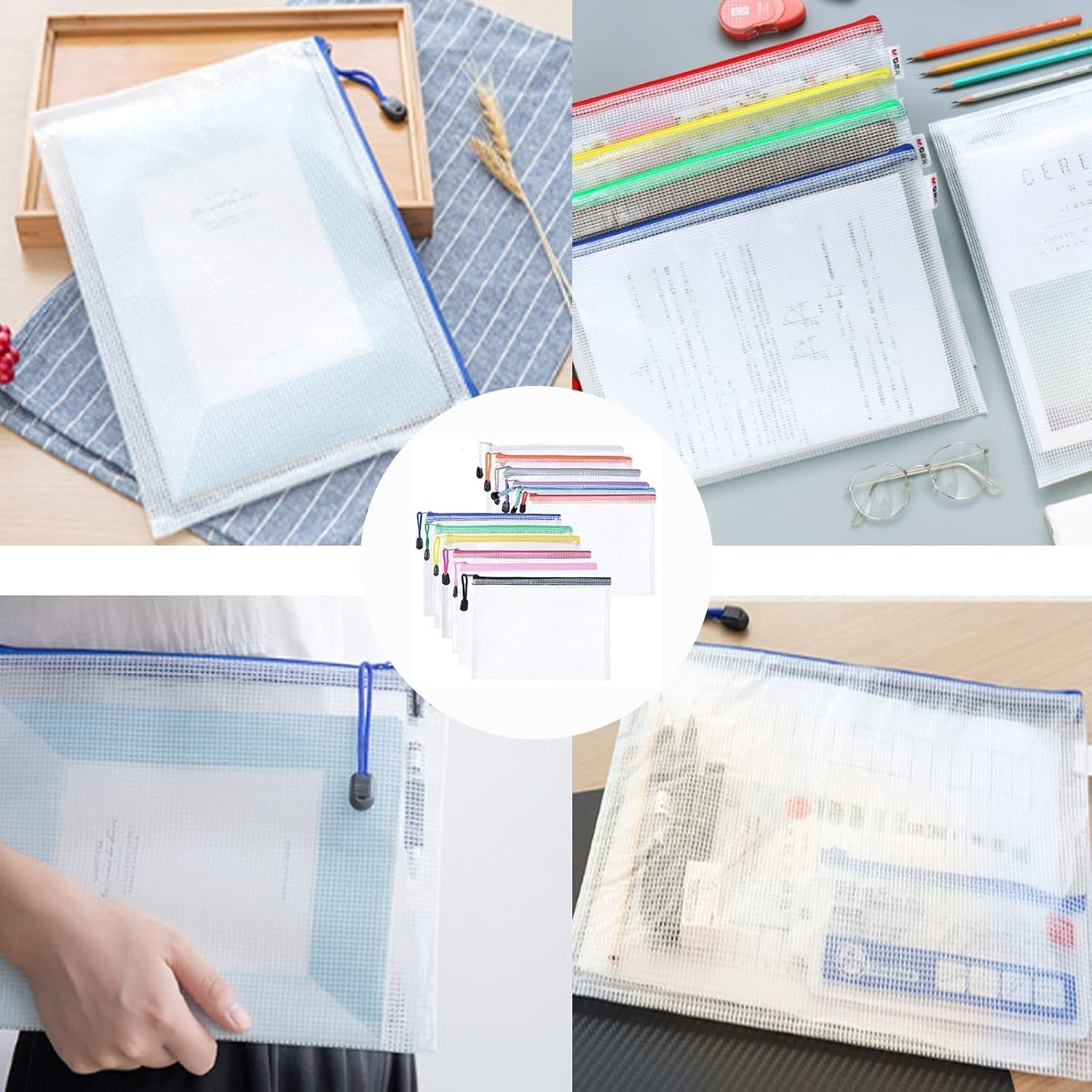 A4 Plastic Waterproof Document Wallets Files Folder Zip Lock Bags Pouch Office