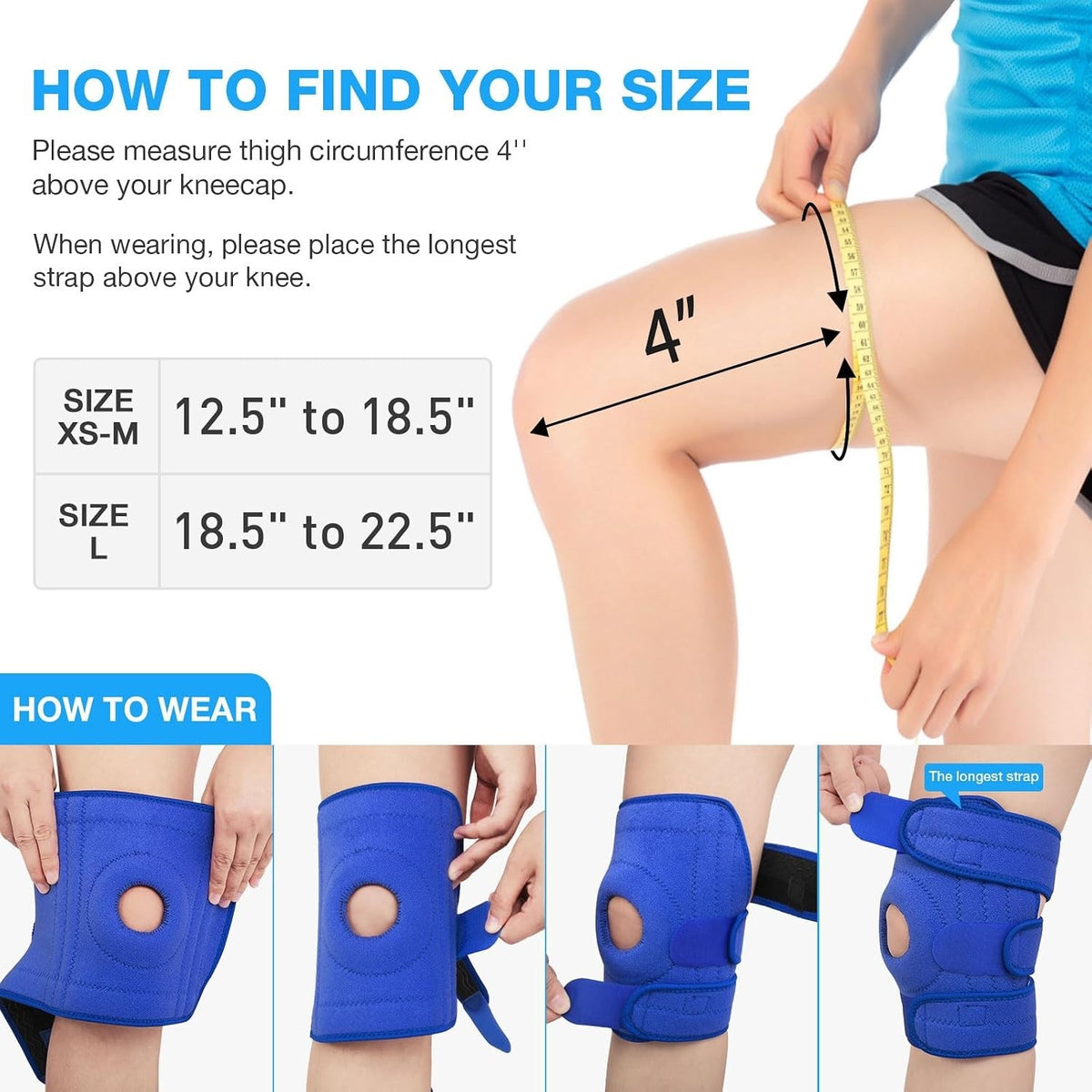 Avidda Knee Support with Open-Patella Design for Joint Pain, Sports Injury, M-XL