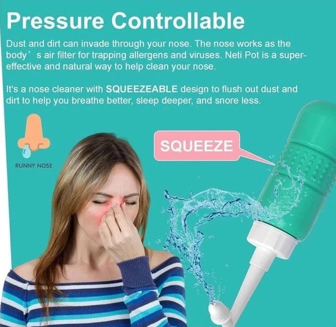 Nasal Rinse Kit – 300Ml Bottle + 5 Saline Packets – Neti Pot for Sinus Relief