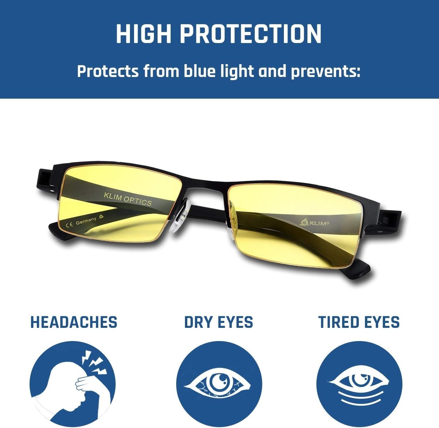 KLIM Protect Anti Blue Light Glasses Anti Eye Fatigue Anti UV glasses New 2024