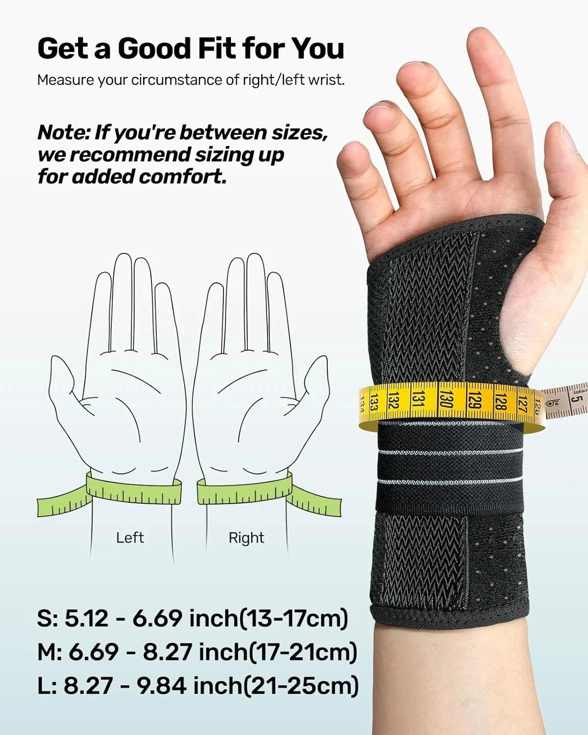 Rakiie Breathable Wrist Support Brace with 3 Metal Splints - Right Hand