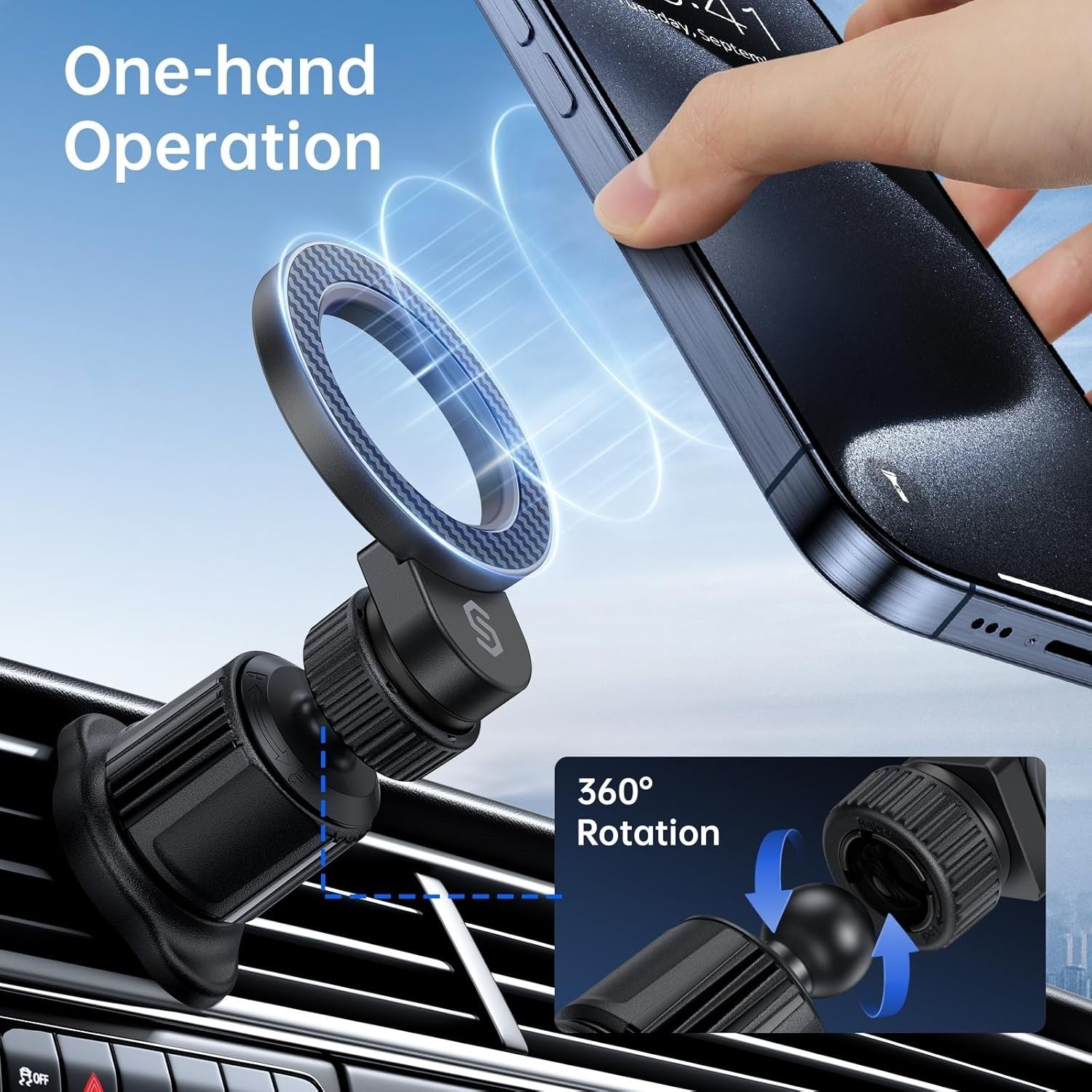 SYNCWIRE for MagSafe Air Vent Car Mount Flexible Rotation Magnetic Phone Holder