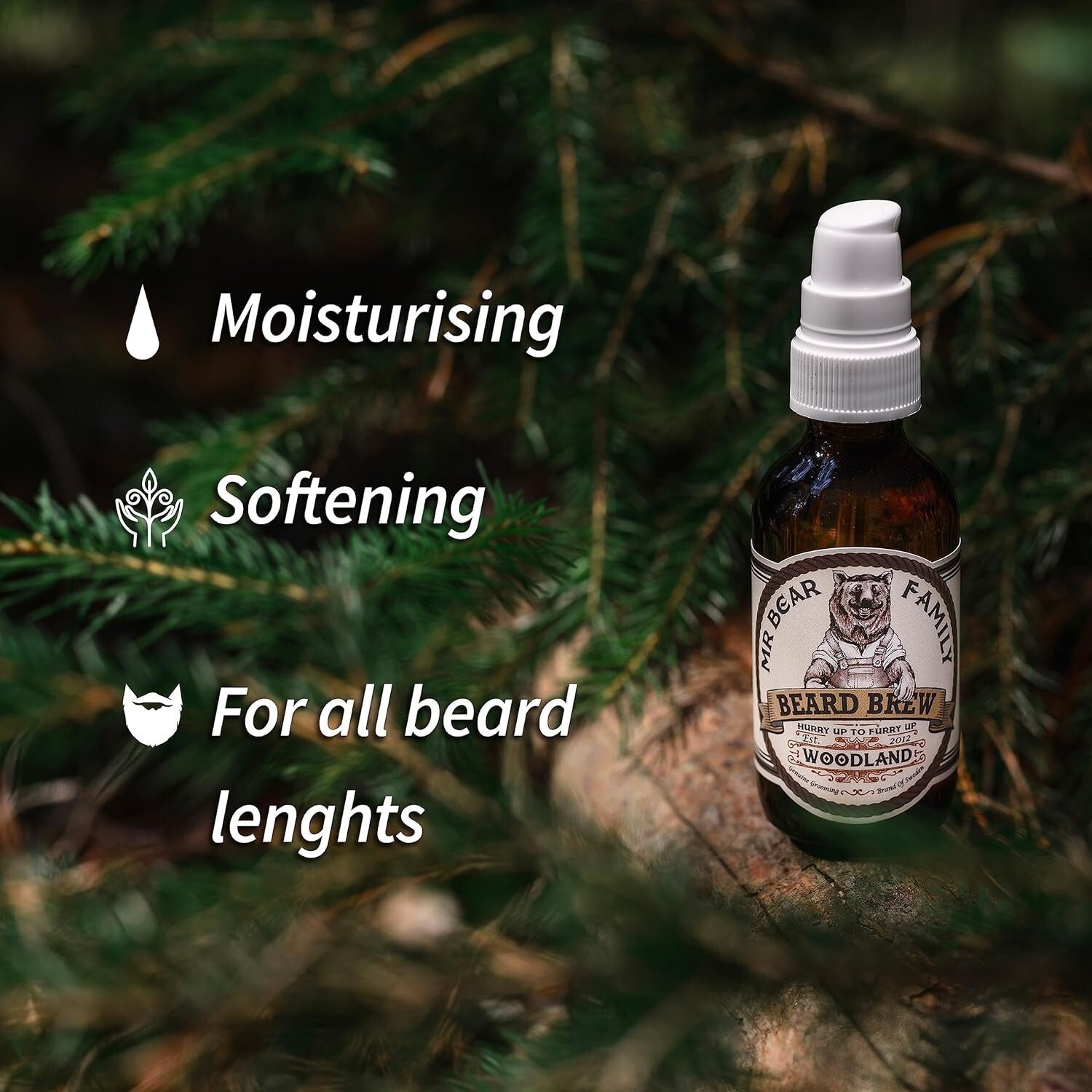 Mr Bear Beard Brew Oil Woodland Hair conditioner Natural Oil 50ml Grooming