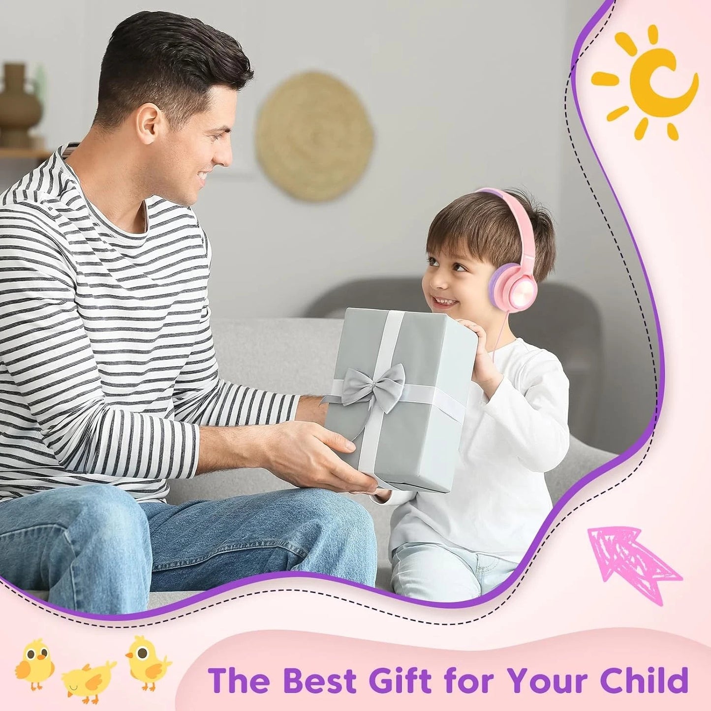 INFURTURE Kids Headphones CH5 USB C Headphone with Mic for Boys/Girls, Line Cont