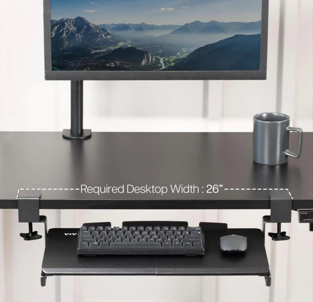 VIVO Black Clamp-On Small Keyboard Tray Mount-KB05ES 20x11" Sturdy New