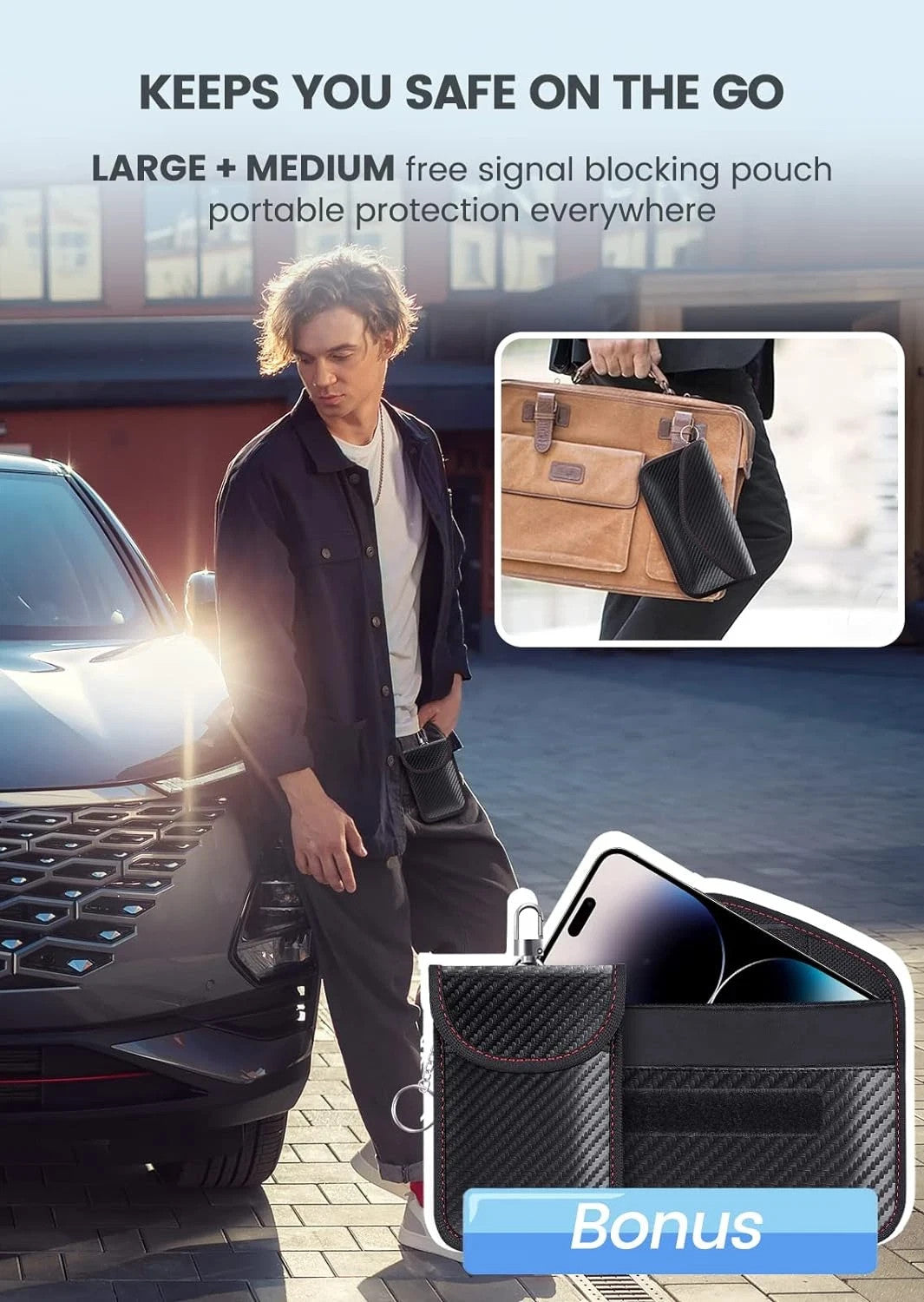 Large Faraday Box Signal Blocker Anti-Theft PU Leather - Dont loose your Car