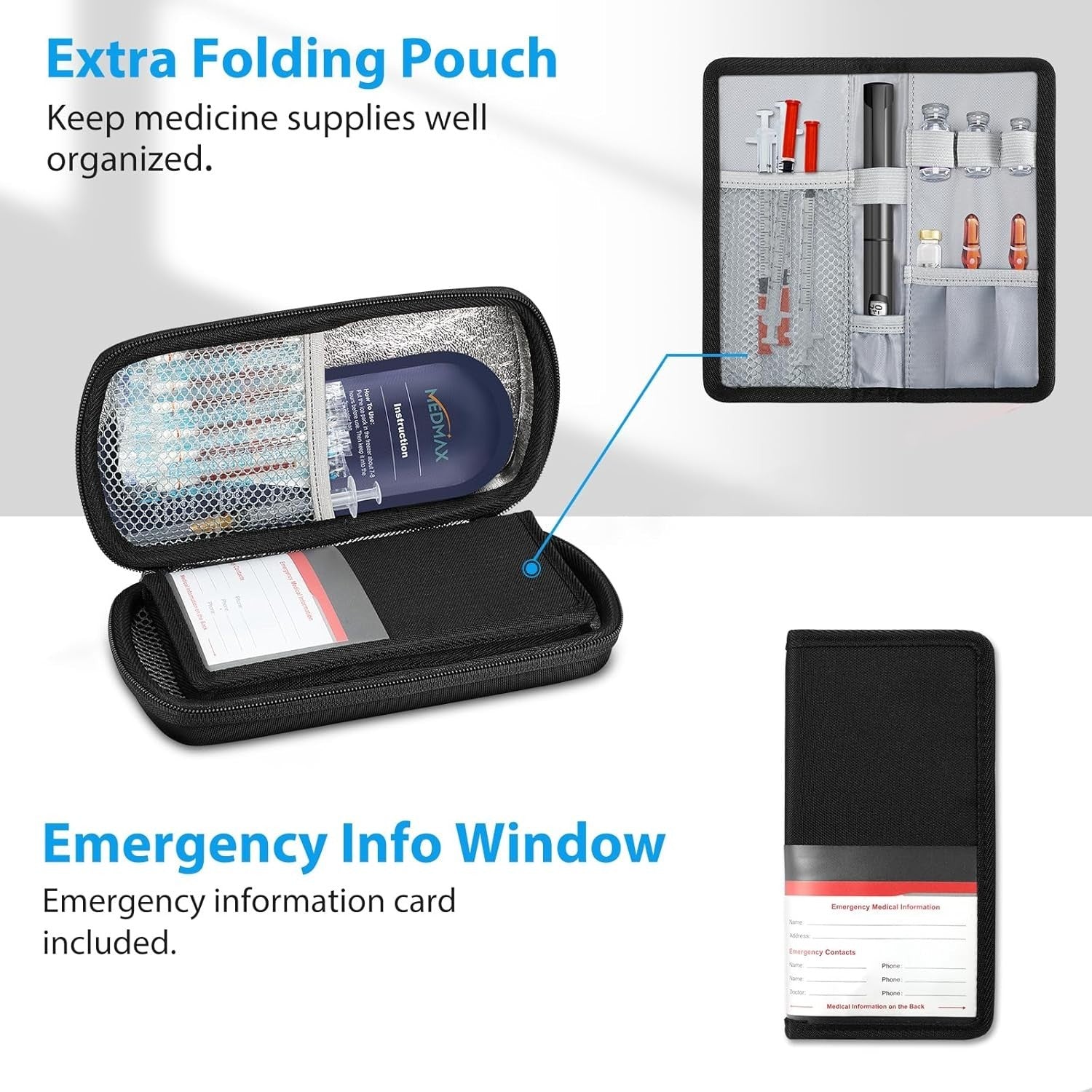 MEDMAX Insulin Cooler Bag with 2 Ice Packs Portable Diabetic for Insulin Pen