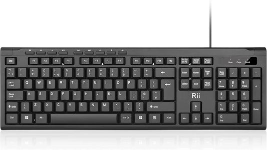 Rii RK907 USB Wired Keyboard Full Size Office Keyboard Compatible with Mac PC Ta