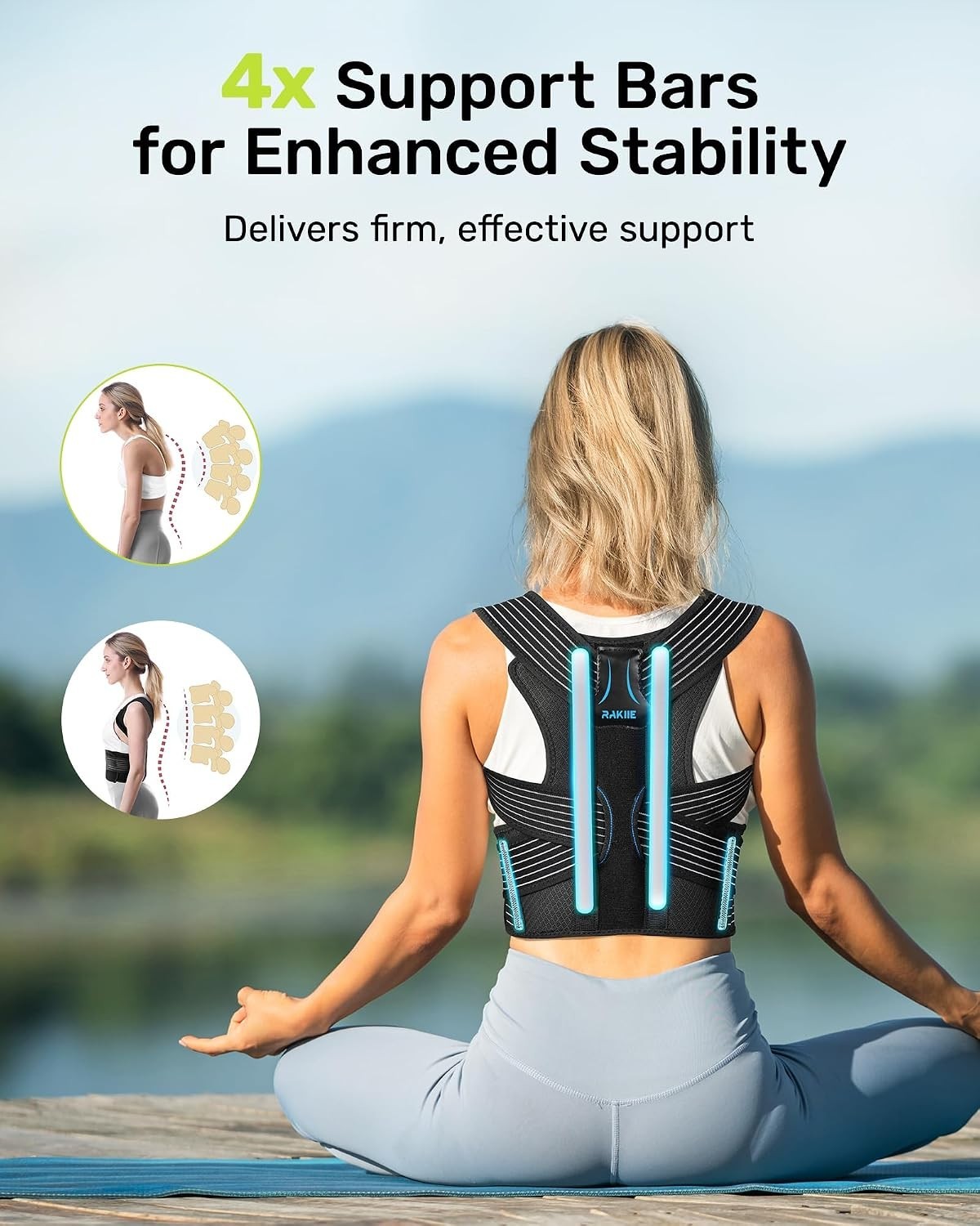 Rakiie Posture Corrector Women Men Upgraded Back Brace Enhanced Medium New