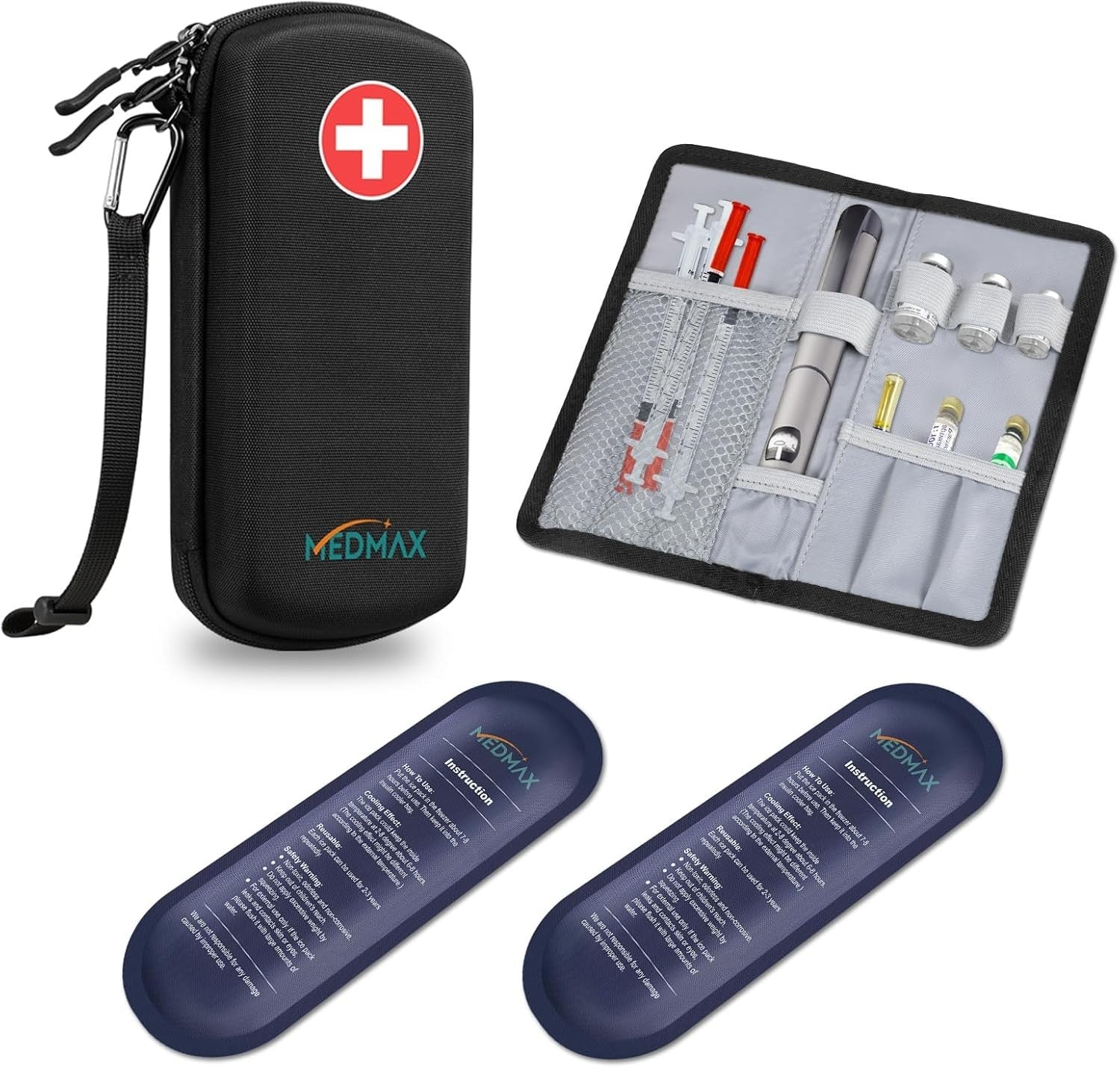 MEDMAX Insulin Cooler Bag with 2 Ice Packs Portable Diabetic for Insulin Pen
