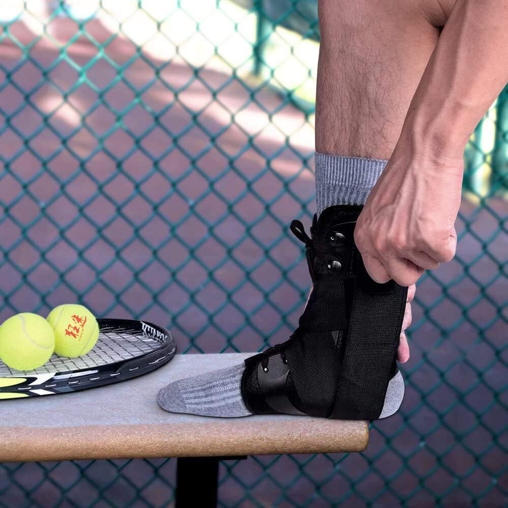 Kuangmi Ankle Support Lace Up With Side Stabilizers Brace Fixing Protection 1PC