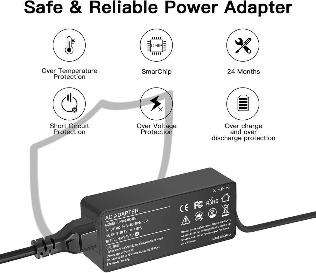 90W Laptop Charger for Asus Dell HP Acer Lenovo IBM Toshiba Samsung Sony Fujitsu