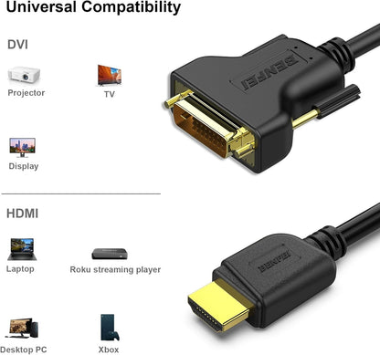 BENFEI HDMI to DVI Cable 1.8m 6ft Bi-Directional Gold Plated 1080P 000189black
