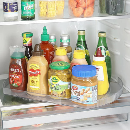 1 Piece Clear Lazy Susan Rotating Turntable Spicy Rack Fridge Organiser 16.5"
