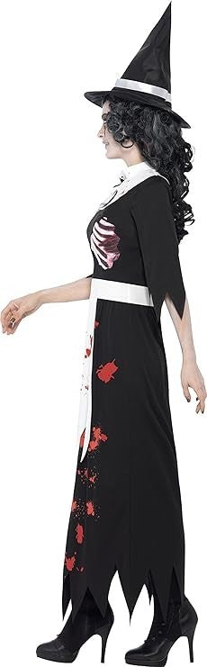 Ladies Zombie Salem Witch Fancy Dress Costume Halloween Size S Uk 8-10