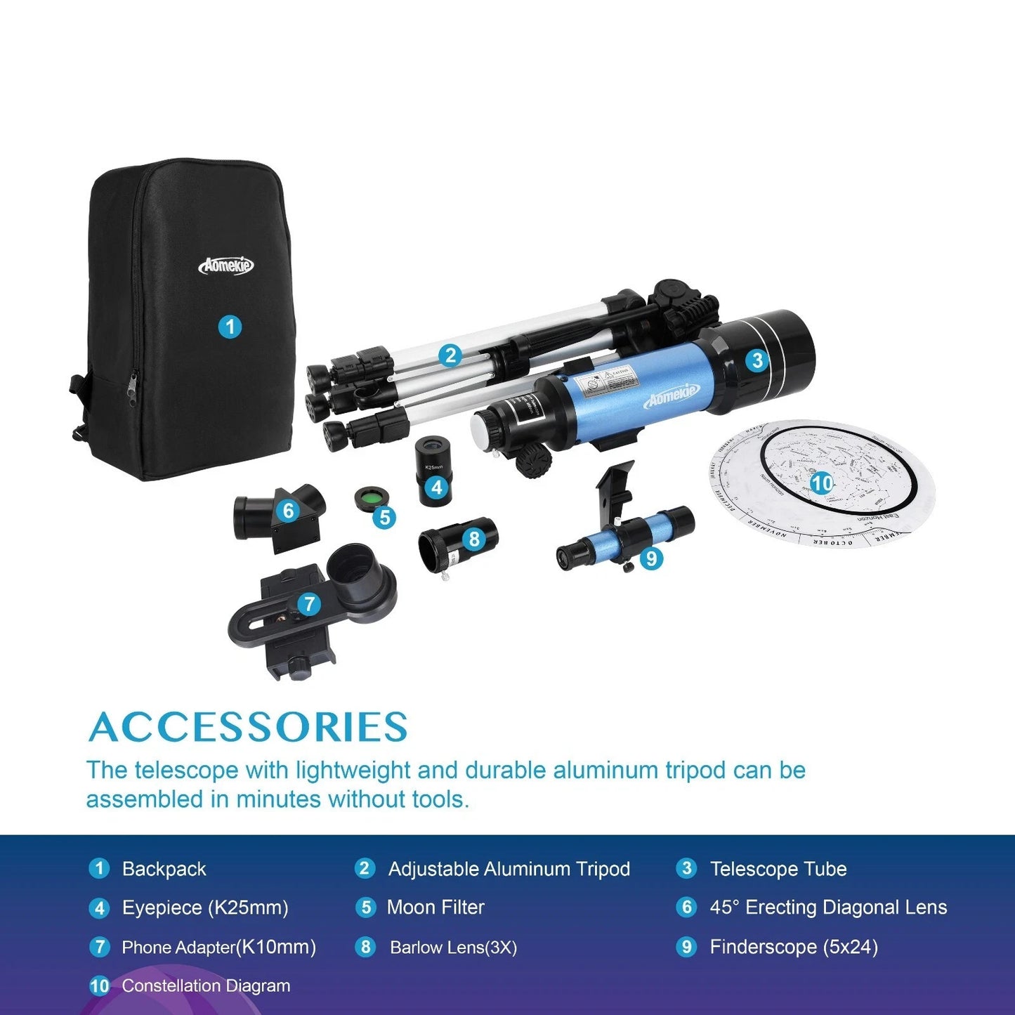 Powerful 40070 HD Professional Astronomical Telescope With High Tripod Backpack