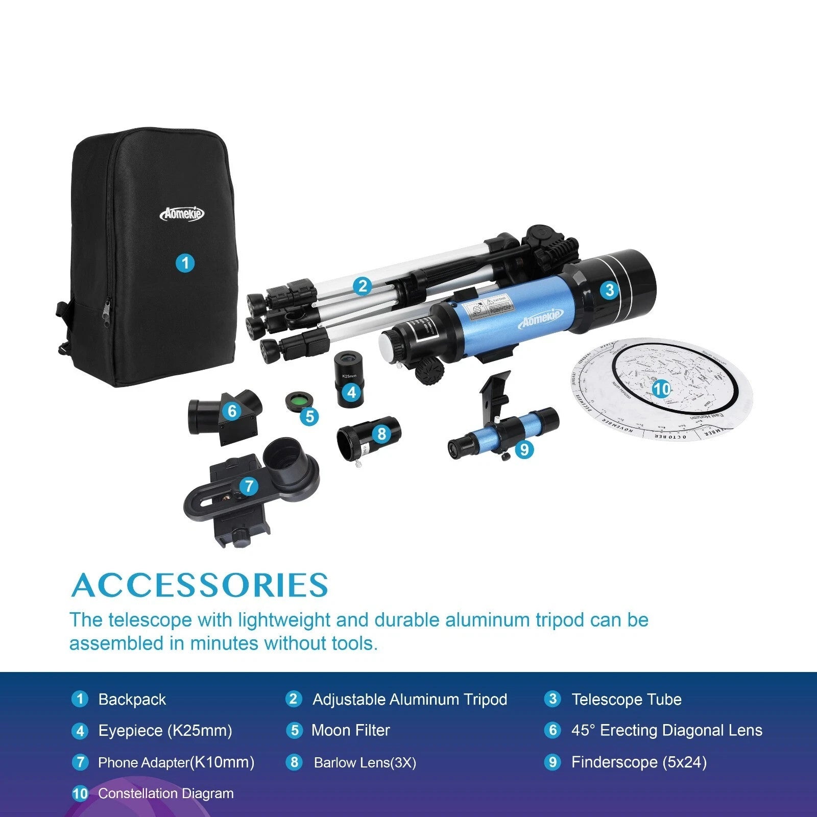 Powerful 40070 HD Professional Astronomical Telescope With High Tripod Backpack