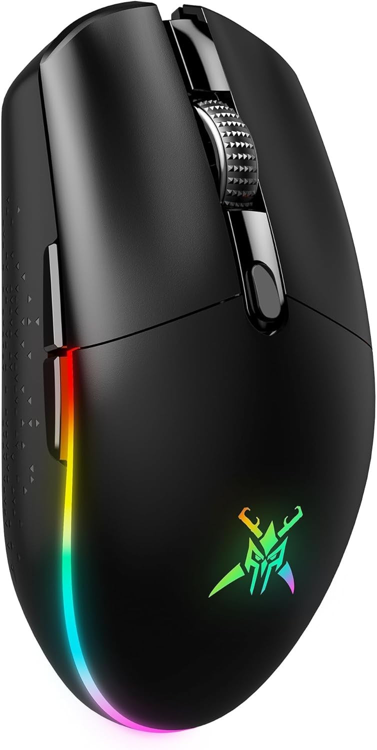 TECKNET Wireless Gaming Mouse 8000 DPI RGB Rechargeable Black LED Lights 