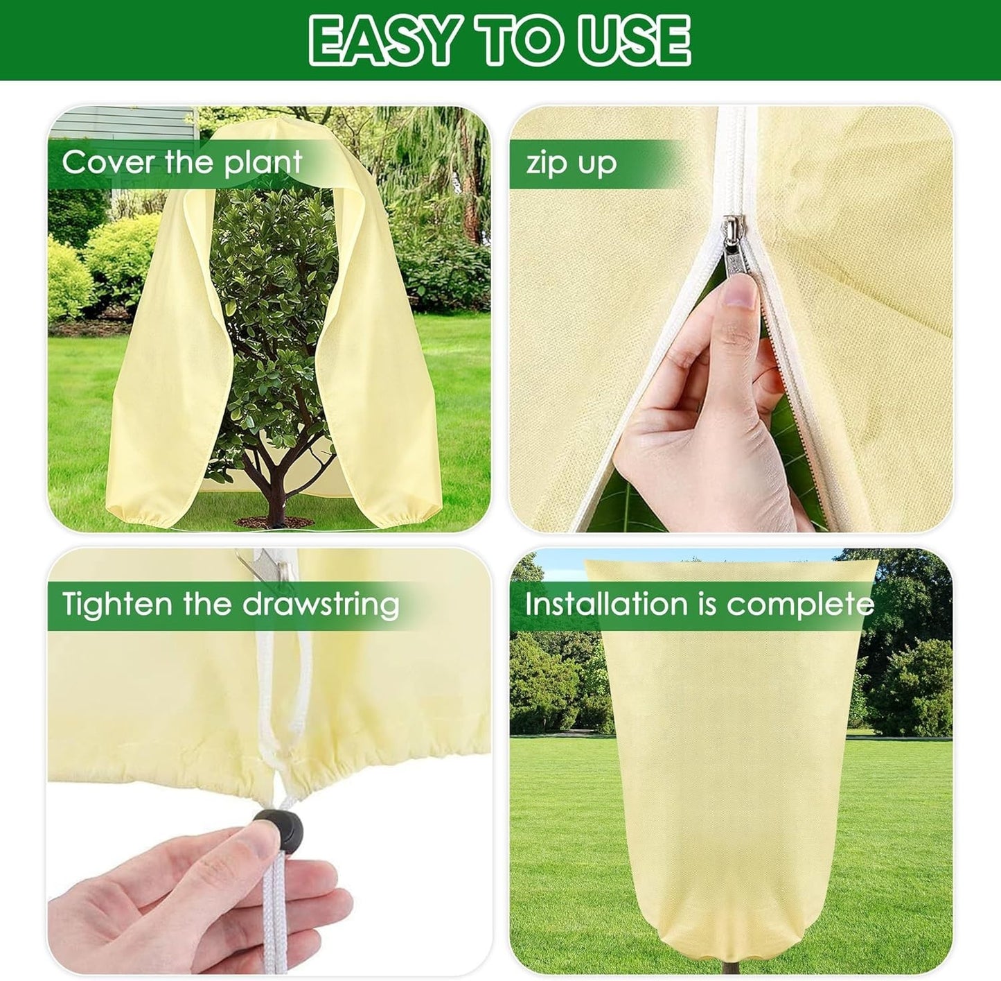 2 Pack Large Frost Protection Bag Plants Fleece Winter Garden Plant Cover - 70gs