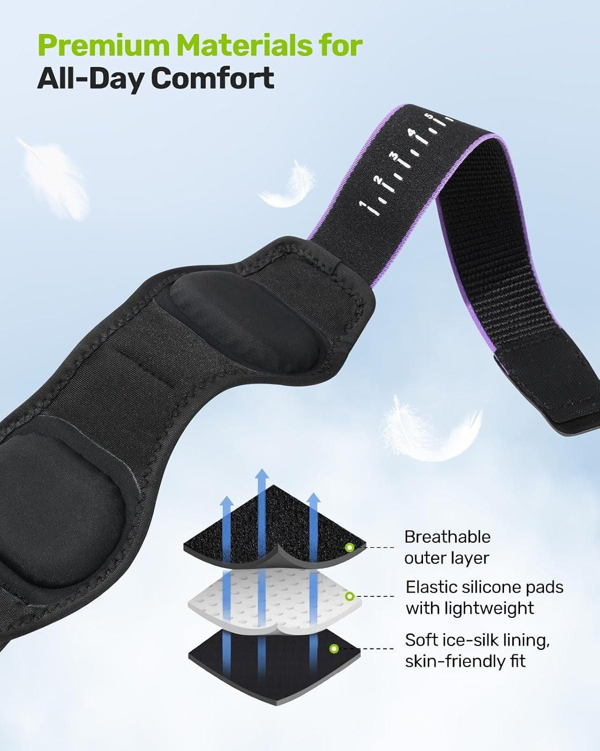 Rakiie Tennis Elbow Support Strap Adjustable Golfers Brace Purple