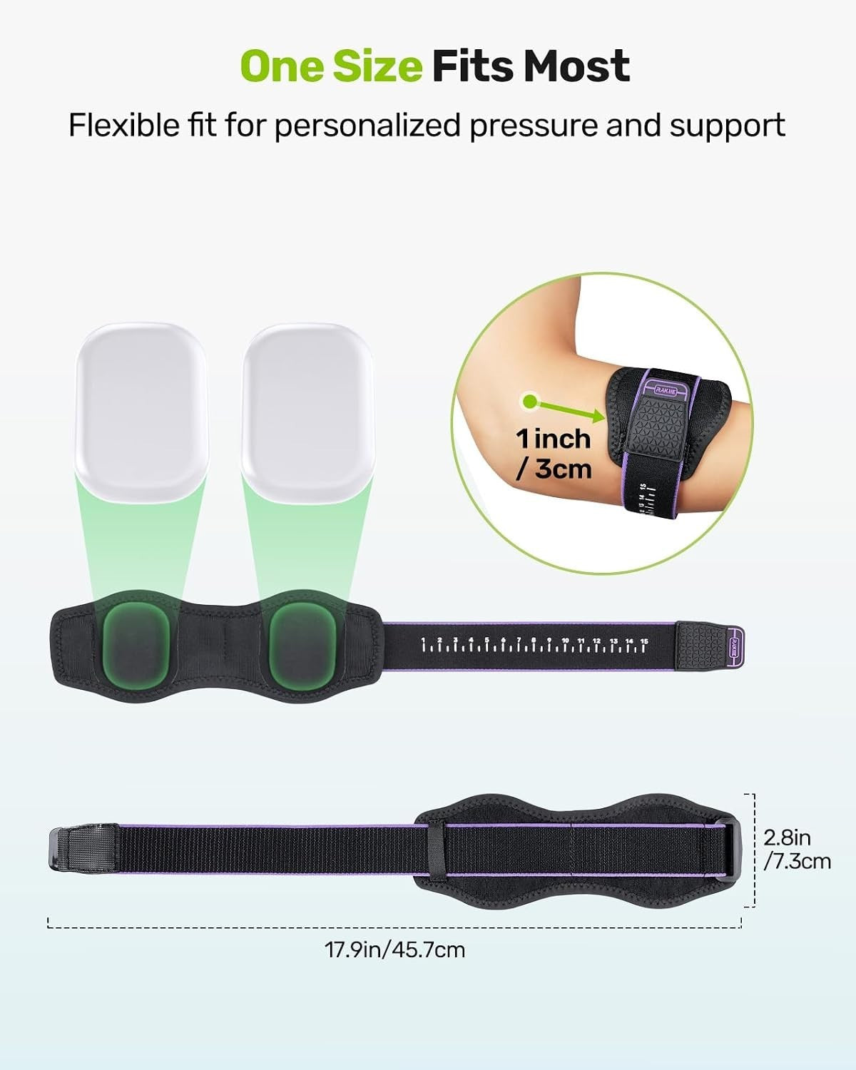 Rakiie Tennis Elbow Support Strap Adjustable Golfers Brace Purple