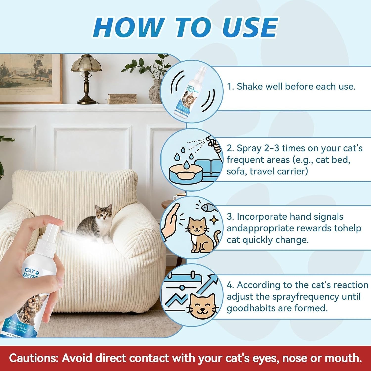 Cat Scratch Repellent Spray 150 ml - Natural Behaviour Training, Safe for Pets