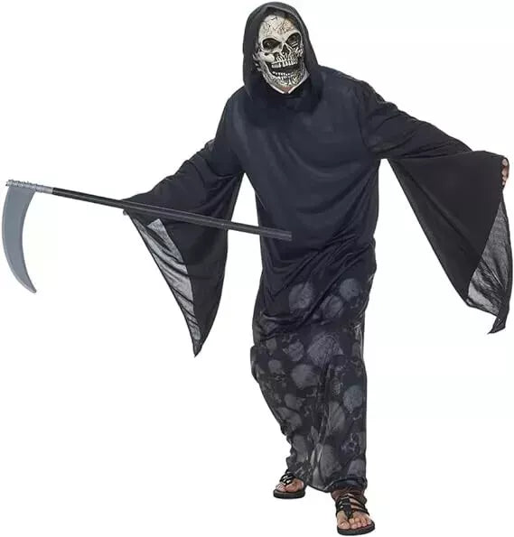 Adult Mens Grim Reaper Phantom Halloween Fancy Dress Costume Death Robe Outfit