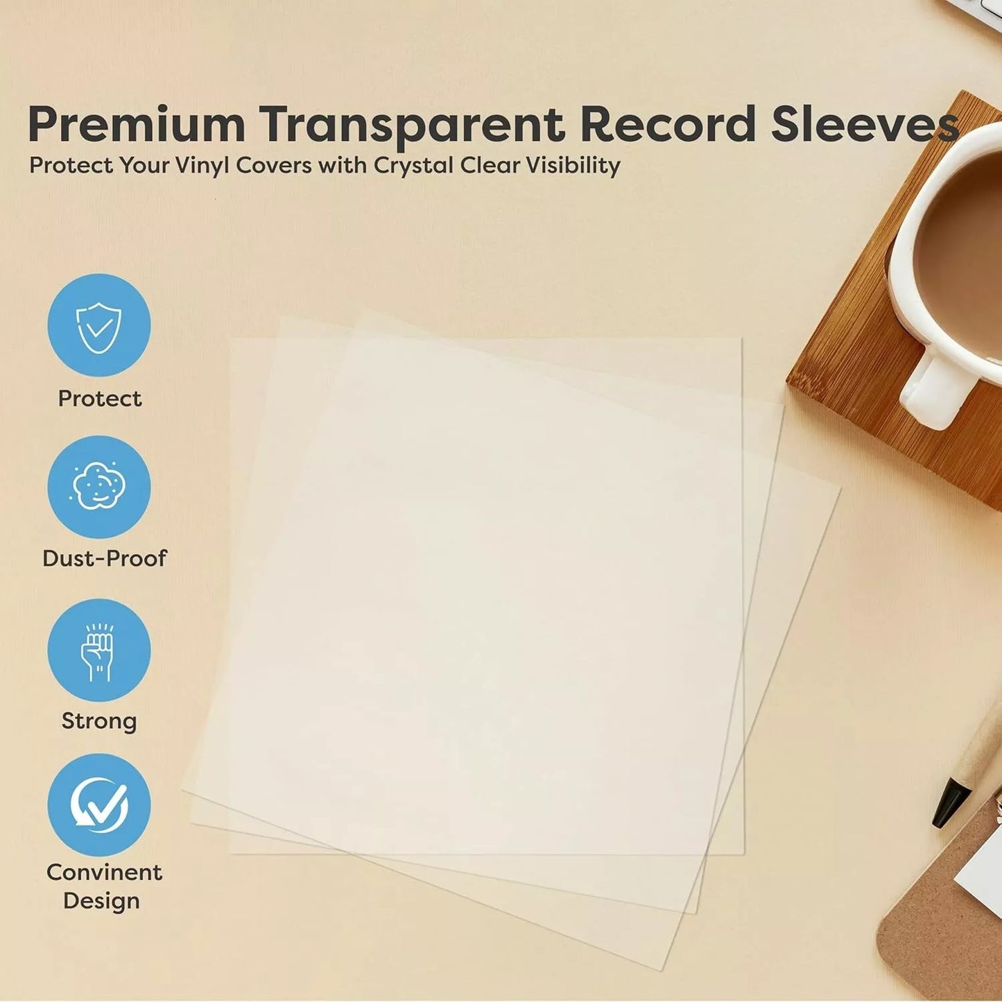 12 inch Record Sleeves Plastic Vinyl LP Single 12" Outer Album Covers 50 100 pcs